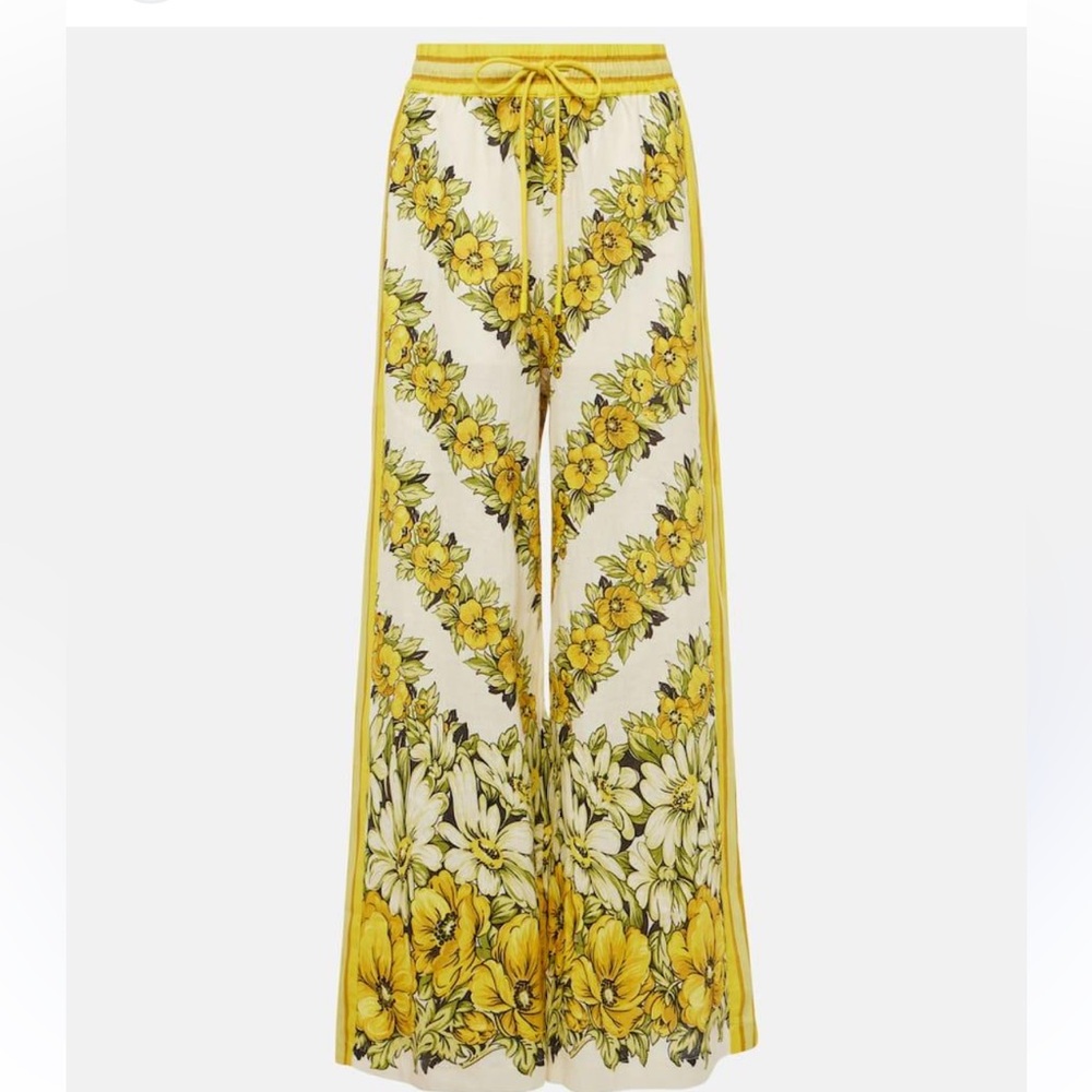 Alemais Yellow Floral Wide-Leg Pants